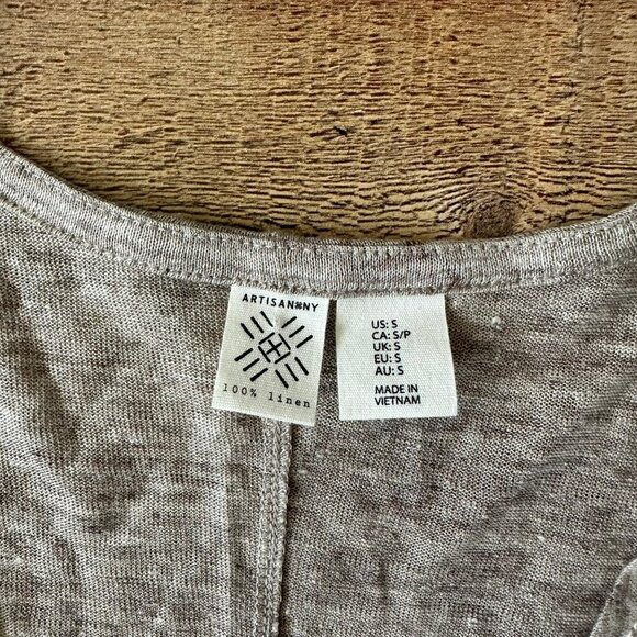 Artisan NY Women's Linen Cardigan Wrap Sweater Long Sleeve Size S Light Brown -S - Picture 4 of 5
